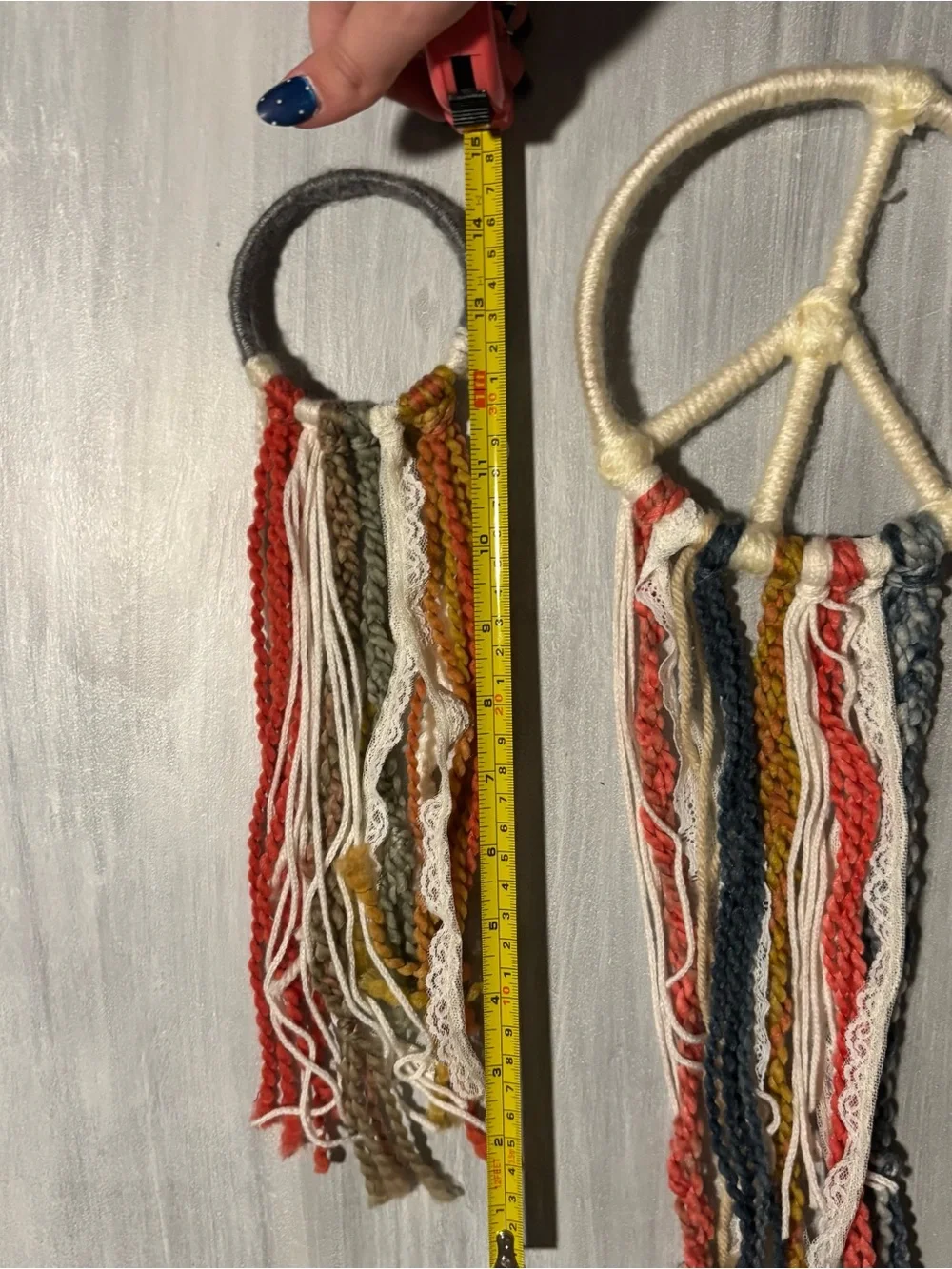 Boho peace sign wall tassel decor big and small cottage fairy coastal dorm decor
